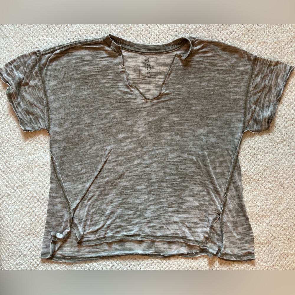 We The Free super soft oversized gray V-neck Tee